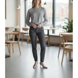 Allison Daley Petite 6P Women's Black & Pink Patterned Trousers